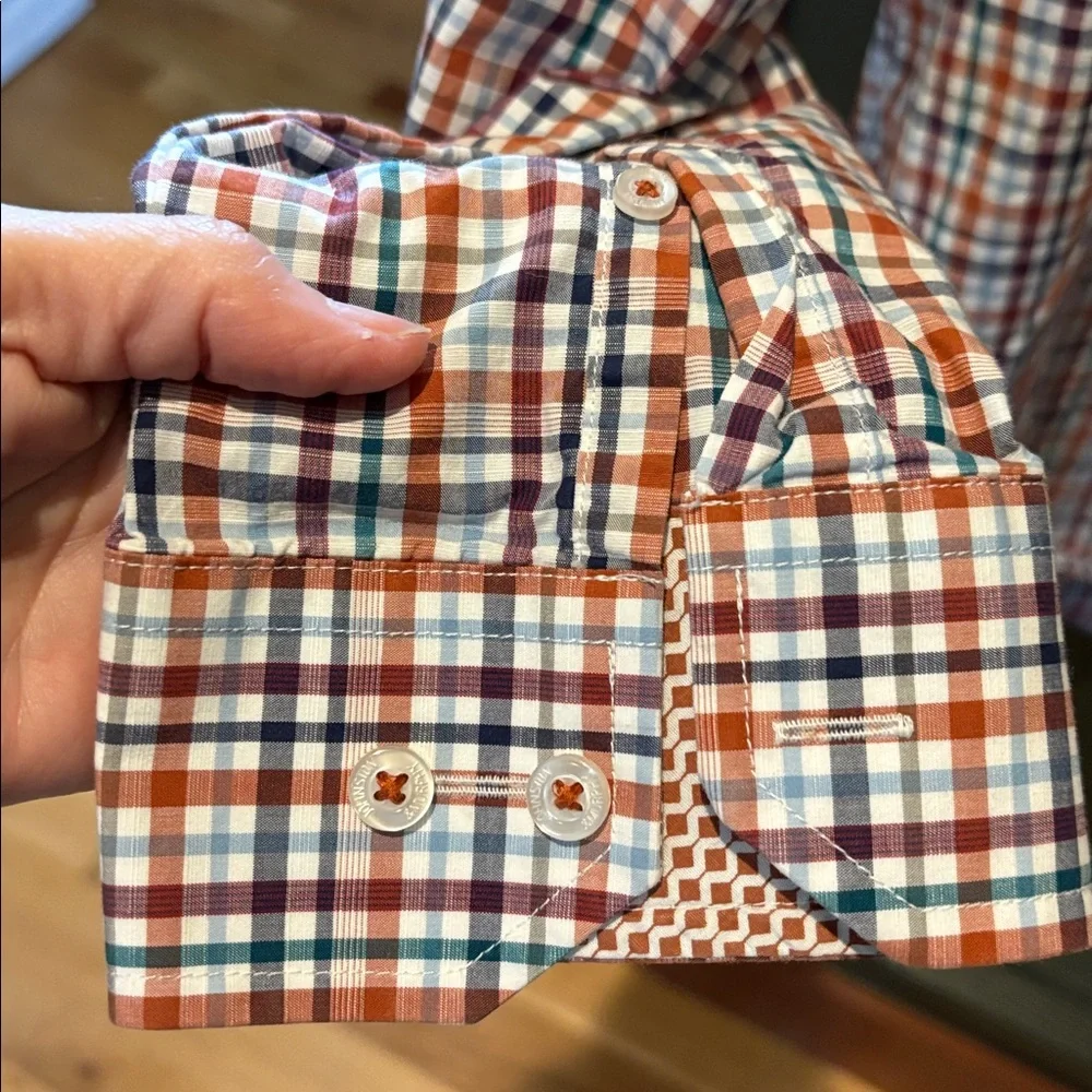Johnston & Murphy Men’s XL Multi-Color Gingham/Plaid Long Sleeve 100% Cotton - Picture 4 of 10